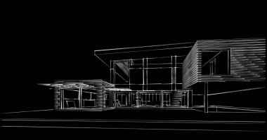 Mimari sanat konseptinde soyut çizgiler, minimum geometrik şekiller. 