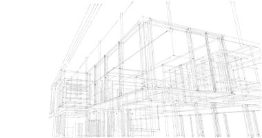  Mimarlık binasının 3D modelleme yazılım tasarımı, dahili illüstrasyon