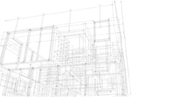  Mimarlık binasının 3D modelleme yazılım tasarımı, dahili illüstrasyon