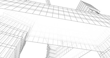 Mimari sanat konseptinde soyut çizgiler, minimum geometrik şekiller. 