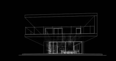  Mimarlık binasının 3D modelleme yazılım tasarımı, dahili illüstrasyon