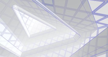 Mimari sanat konseptinde soyut çizgiler, minimum geometrik şekiller. 