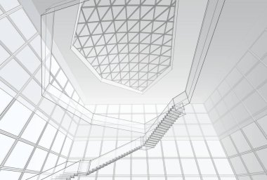 Mimari sanat konseptinde soyut çizgiler, minimum geometrik şekiller. 