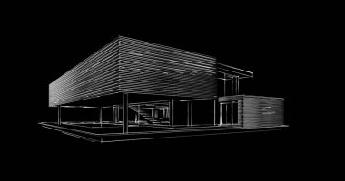 Mimari sanat konseptinde soyut çizgiler, minimum geometrik şekiller. 