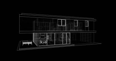  Mimarlık binasının 3D modelleme yazılım tasarımı, dahili illüstrasyon