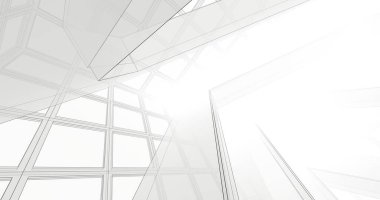 Mimari sanat konseptinde soyut çizgiler, minimum geometrik şekiller. 