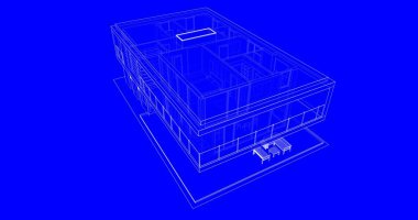  Mimarlık binasının 3D modelleme yazılım tasarımı, dahili illüstrasyon