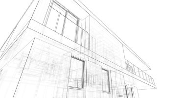  Mimarlık binasının 3D modelleme yazılım tasarımı, dahili illüstrasyon