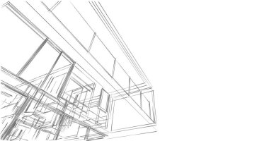  Mimarlık binasının 3D modelleme yazılım tasarımı, dahili illüstrasyon