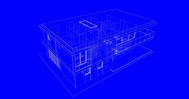  Mimarlık binasının 3D modelleme yazılım tasarımı, dahili illüstrasyon
