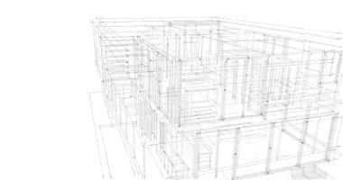  Mimarlık binasının 3D modelleme yazılım tasarımı, dahili illüstrasyon