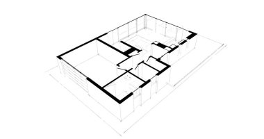  Mimarlık binasının 3D modelleme yazılım tasarımı, dahili illüstrasyon