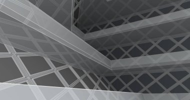 Mimari sanat konseptinde soyut çizgiler, minimum geometrik şekiller. 