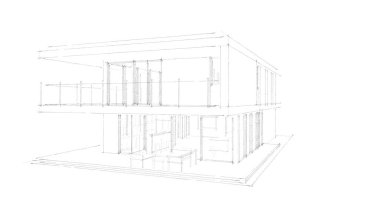  Mimarlık binasının 3D modelleme yazılım tasarımı, dahili illüstrasyon