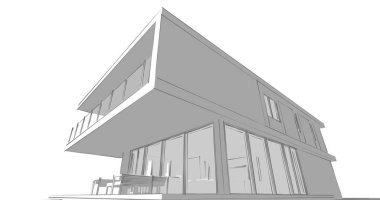  Mimarlık binasının 3D modelleme yazılım tasarımı, dahili illüstrasyon