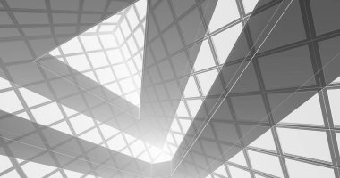 Mimari sanat konseptinde soyut çizgiler, minimum geometrik şekiller. 