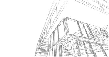  Mimarlık binasının 3D modelleme yazılım tasarımı, dahili illüstrasyon