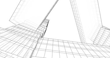 Mimari sanat konseptinde soyut çizgiler, minimum geometrik şekiller. 