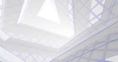 Mimari sanat konseptinde soyut çizgiler, minimum geometrik şekiller. 