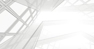 Mimari sanat konseptinde soyut çizgiler, minimum geometrik şekiller. 