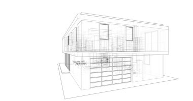  Mimarlık binasının 3D modelleme yazılım tasarımı, dahili illüstrasyon