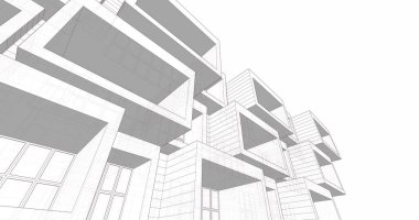 Mimari sanat konseptinde soyut çizgiler, minimum geometrik şekiller. 