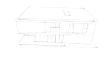 Mimarlık binasının 3D modelleme yazılım tasarımı, dahili illüstrasyon