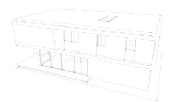  Mimarlık binasının 3D modelleme yazılım tasarımı, dahili illüstrasyon
