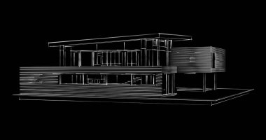 Mimari sanat konseptinde soyut çizgiler, minimum geometrik şekiller. 