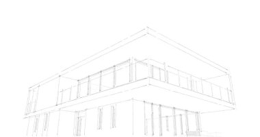  Mimarlık binasının 3D modelleme yazılım tasarımı, dahili illüstrasyon