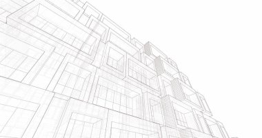 Mimari sanat konseptinde soyut çizgiler, minimum geometrik şekiller. 