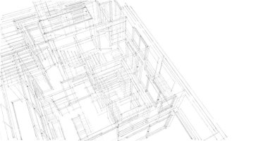  Mimarlık binasının 3D modelleme yazılım tasarımı, dahili illüstrasyon