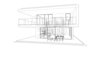  Mimarlık binasının 3D modelleme yazılım tasarımı, dahili illüstrasyon