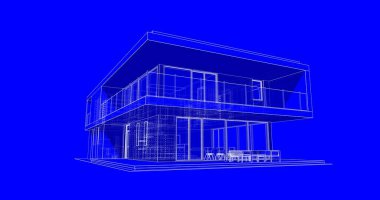  Mimarlık binasının 3D modelleme yazılım tasarımı, dahili illüstrasyon