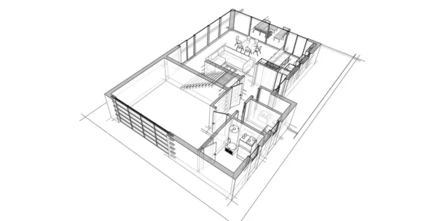 Architektur Illustration Entwurf Des Bauplans — Stockfoto