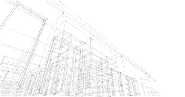 Projeto Ilustração Arquitetura Plano Construção Edifício — Fotografia de Stock