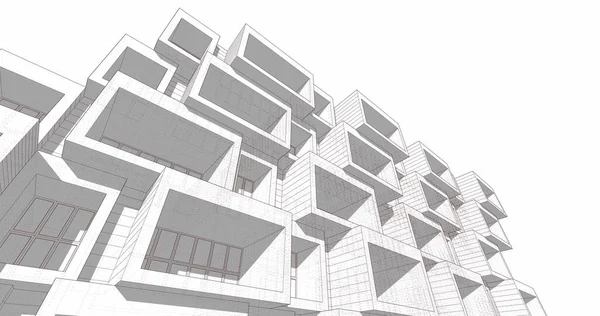 Mimari sanat konseptinde soyut çizgiler, minimum geometrik şekiller. 