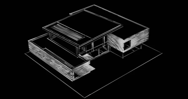 Líneas Abstractas Dibujo Concepto Arte Arquitectónico Formas Geométricas Mínimas —  Fotos de Stock