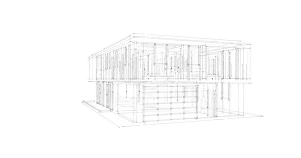 建筑施工规划的三维建筑图解设计 — 图库照片