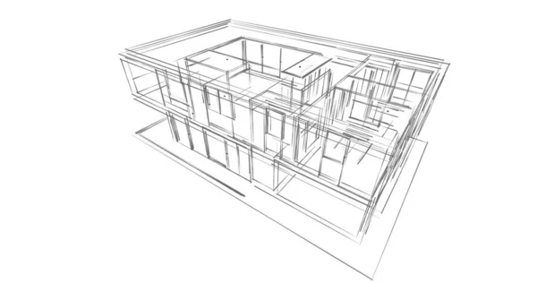 Projeto Ilustração Arquitetura Plano Construção Edifício — Fotografia de Stock