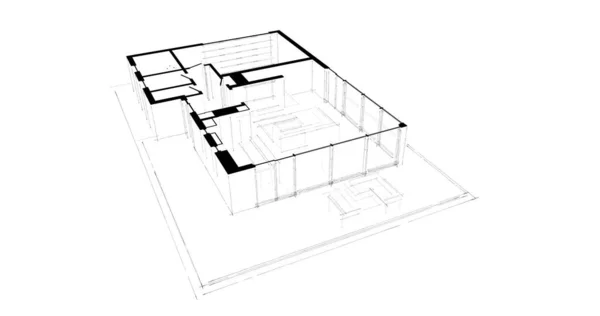 建筑施工规划的三维建筑图解设计 — 图库照片