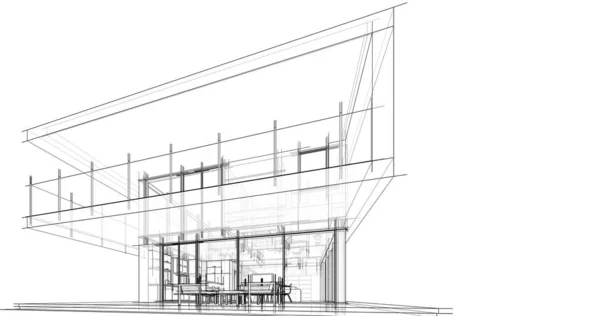 建築計画の3D建築イラストデザイン — ストック写真