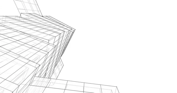 Líneas Abstractas Dibujo Concepto Arte Arquitectónico Formas Geométricas Mínimas — Foto de Stock