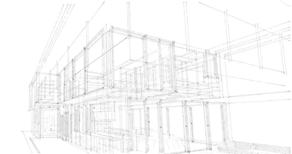 建筑施工规划的三维建筑图解设计 — 图库照片