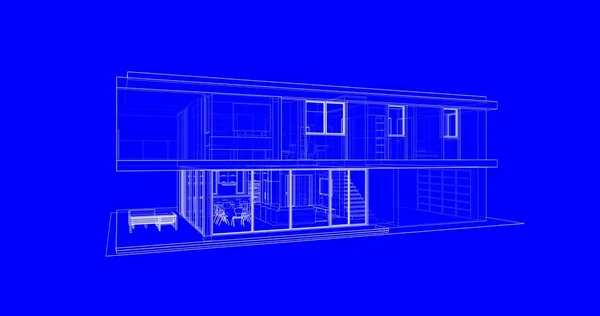 3D architecture illustration design of building construction plan