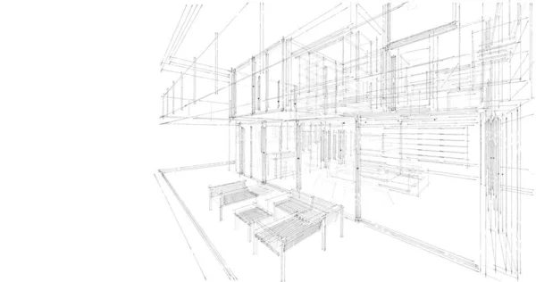 建築計画の3D建築イラストデザイン — ストック写真