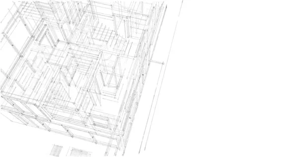 Projeto Ilustração Arquitetura Plano Construção Edifício — Fotografia de Stock