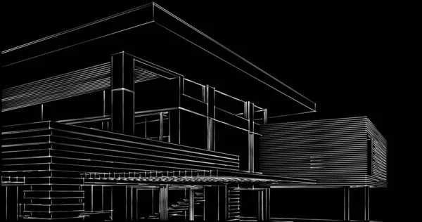 Abstrakcyjne Linie Rysunku Koncepcji Sztuki Architektonicznej Minimalne Kształty Geometryczne — Zdjęcie stockowe