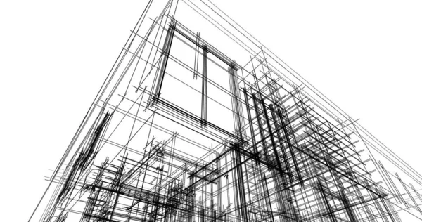 Architektura Ilustracja Projekt Planu Budowy Budynku — Zdjęcie stockowe