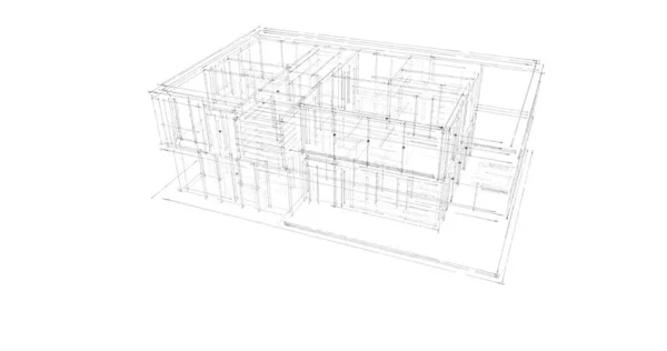 建筑施工规划的三维建筑图解设计 — 图库照片